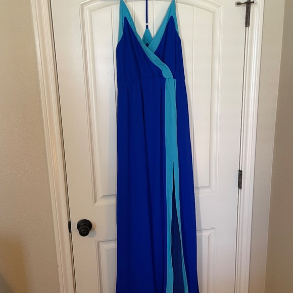 Lulu's Bright Side Cobalt Blue Color Block Maxi Dress - Picture 2 of 3